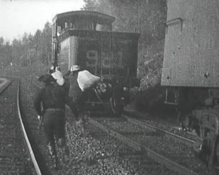 The Great Train Robbery; public domain screen shot from 1903 film.